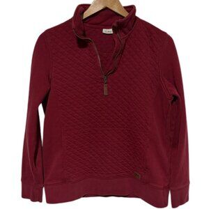 L.L. Bean Quilted Quarter Zip Pullover Sweatshirt Burgundy Medium